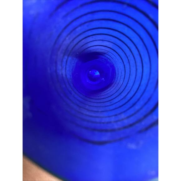 Vintage Cobalt Blue Glass Vase With Gold Stripes - 12”H - Picture 6 of 9